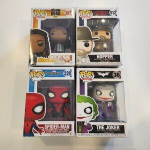 Funko Pop! Hopper #512 Michonne #307 Spiderman #220 Joker #36